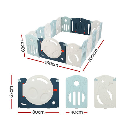 Keezi Baby Playpen 16 Panels Foldable Toddler Fence Safety Play Activity Barrier Kings Warehouse