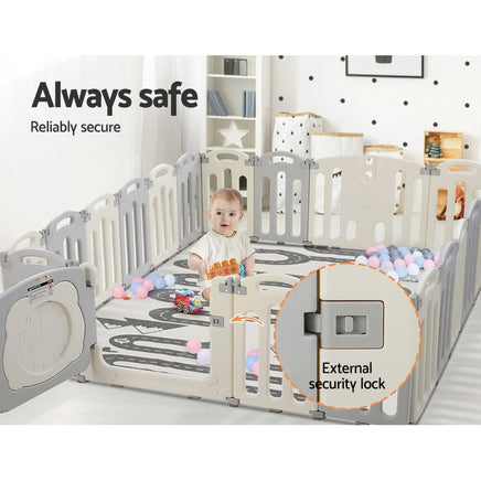 Keezi Baby Playpen 20 Panels Foldable Toddler Fence Safety Play Activity Centre Kings Warehouse