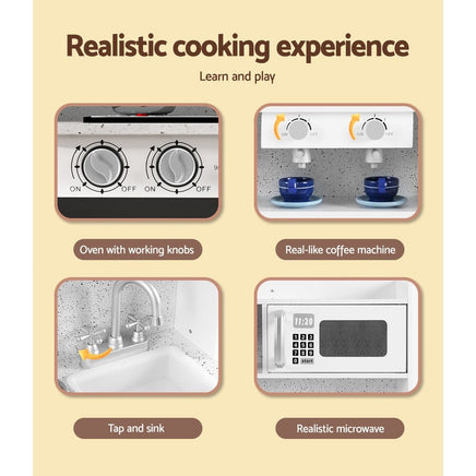 Keezi Kids Kitchen Play Set Wooden Pretend Toy Children Cooking Cookware Utensil Baby & Kids Kings Warehouse