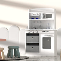 Keezi Kids Kitchen Play Set Wooden Pretend Toy Children Cooking Cookware Utensil Baby & Kids Kings Warehouse