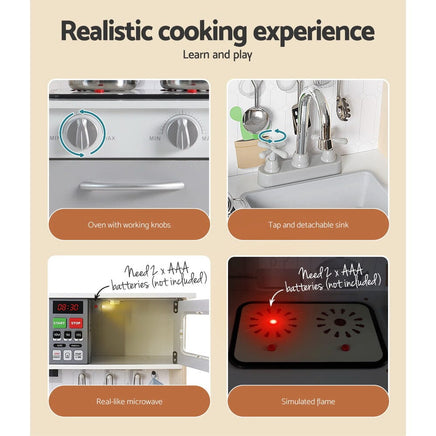 Keezi Kids Kitchen Play Set Wooden Pretend Toys Cooking Children Cookware Sink Baby & Kids Kings Warehouse