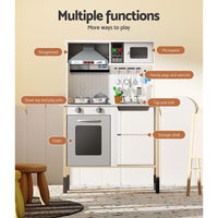 Keezi Kids Kitchen Play Set Wooden Pretend Toys Cooking Children Cookware Sink Baby & Kids Kings Warehouse