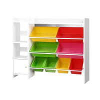Keezi Kids Toy Box 8 Bins Bookshelf Storage Rack Organiser Toy Display Baby & Kids Kings Warehouse