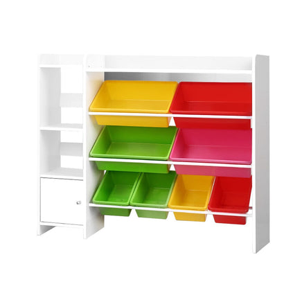 Keezi Kids Toy Box 8 Bins Bookshelf Storage Rack Organiser Toy Display Baby & Kids Kings Warehouse