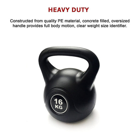 Kettle Bell 16KG Training Weight Fitness Gym Kettlebell Sports & Fitness Kings Warehouse