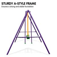 Kids 4-Seater Swing Set Purple Green Kings Warehouse