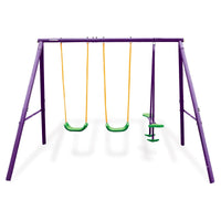 Kids 4-Seater Swing Set Purple Green Kings Warehouse