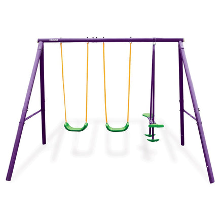 Kids 4-Seater Swing Set Purple Green Kings Warehouse