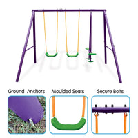 Kids 4-Seater Swing Set Purple Green Kings Warehouse