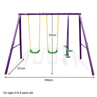 Kids 4-Seater Swing Set Purple Green Kings Warehouse