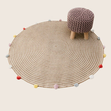 Kids Hand Knitted Cotton Braided Foot Rest Sitting Stool Ottoman (Rose Pink) EOFY Kings Warehouse