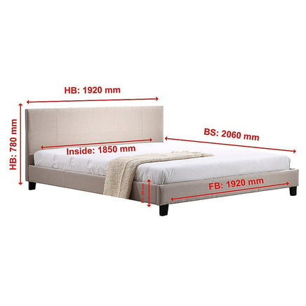 King Linen Fabric Bed Frame Beige Kings Warehouse