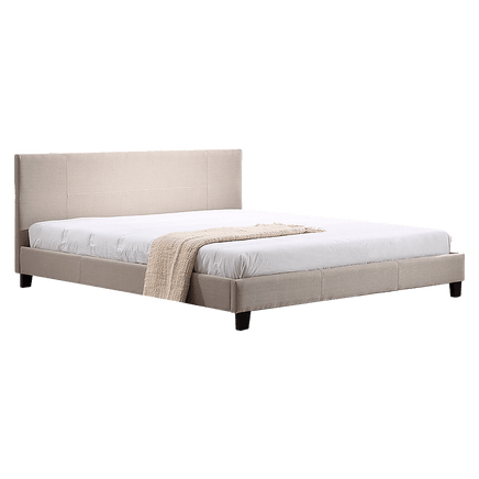 King Linen Fabric Bed Frame Beige Kings Warehouse