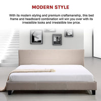 King Linen Fabric Bed Frame Beige Kings Warehouse