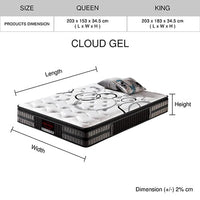 King Mattress in Gel Memory Foam Pocket Coil Medium Firm Bed 34cm Thick Furniture Kings Warehouse