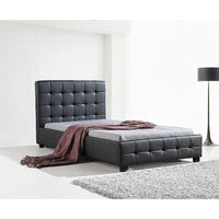 King Single PU Leather Deluxe Bed Frame Black Kings Warehouse