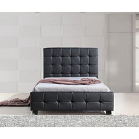 King Single PU Leather Deluxe Bed Frame Black Kings Warehouse