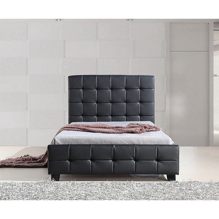King Single PU Leather Deluxe Bed Frame Black Kings Warehouse