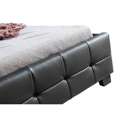 King Single PU Leather Deluxe Bed Frame Black Kings Warehouse