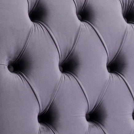 King Size Sleigh Bedframe Velvet Upholstery Grey Colour Tufted Headboard And Footboard Deep Quilting Furniture Kings Warehouse