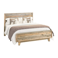 King Size Wooden Bed Frame in Solid Wood Antique Design Light Brown Furniture Kings Warehouse