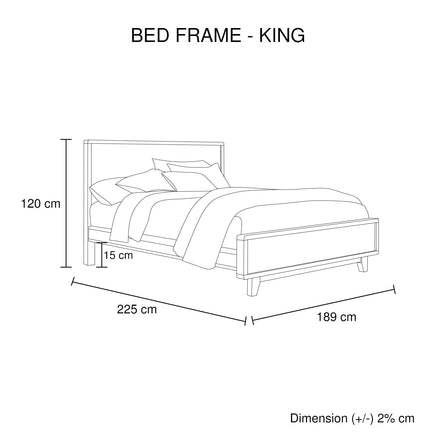 King Size Wooden Bed Frame in Solid Wood Antique Design Light Brown Furniture Kings Warehouse