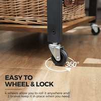 Kitchen Baker's Rack, 3-Tier Serving Cart with Metal Frame and 6 Hooks, Rustic Brown Furniture Kings Warehouse