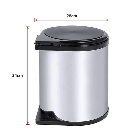 Kitchen Swing Pull Out Bin Stainless Steel Garbage Rubbish Waste Trash Can 14L Home & Garden Kings Warehouse