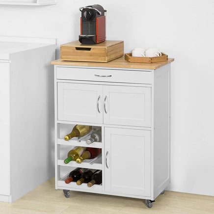 Kitchen Trolley with Wine Racks, Portable Workbench and Serving Cart for Bar or Dining Furniture Kings Warehouse