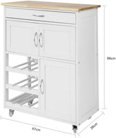 Kitchen Trolley with Wine Racks, Portable Workbench and Serving Cart for Bar or Dining Furniture Kings Warehouse