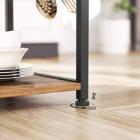 Kithcen Baker's Rack with Shelves Microwave Stand with Wire Basket and 6 S-Hooks Rustic Brown Furniture Kings Warehouse