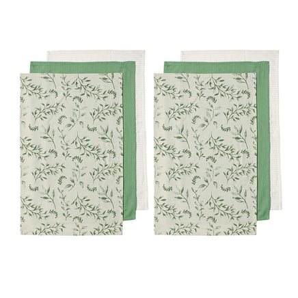 Ladelle Grown Ivy Set of 6 Cotton Kitchen Towels Green Home & Garden Kings Warehouse