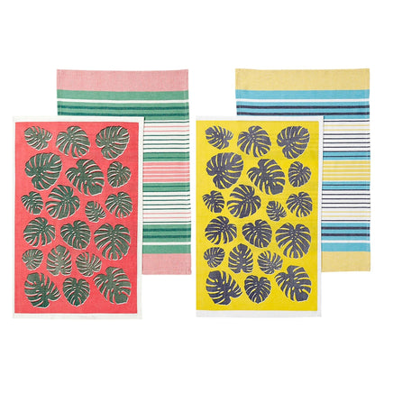 Ladelle Set of 4 Bahamas Kitchen / Cleaning 100% Cotton Tea Towels Mix Home & Garden Kings Warehouse
