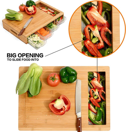 Large Bamboo Cutting Board and 4 Containers with Mobile Holder gift included for Home Kitchen Kings Warehouse