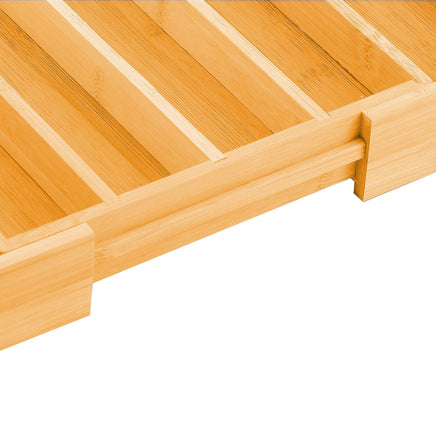 Large Capacity Bamboo Expandable Drawer Organizer with Knife Block Holder for Home Kitchen Utensils Kings Warehouse