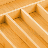 Large Capacity Bamboo Expandable Drawer Organizer with Knife Block Holder for Home Kitchen Utensils Kings Warehouse