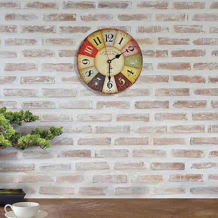 Large Colourful Wall Clock Kitchen Office Retro Timepiece Kings Warehouse