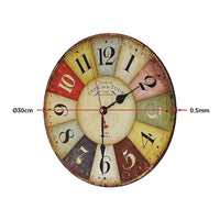 Large Colourful Wall Clock Kitchen Office Retro Timepiece Kings Warehouse