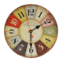 Large Colourful Wall Clock Kitchen Office Retro Timepiece Kings Warehouse