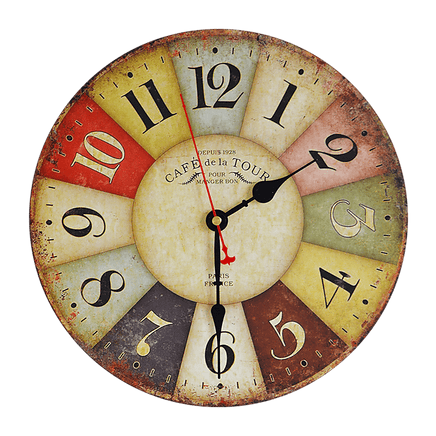 Large Colourful Wall Clock Kitchen Office Retro Timepiece Kings Warehouse