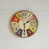 Large Colourful Wall Clock Kitchen Office Retro Timepiece Kings Warehouse