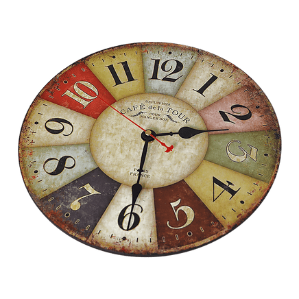 Large Colourful Wall Clock Kitchen Office Retro Timepiece Kings Warehouse