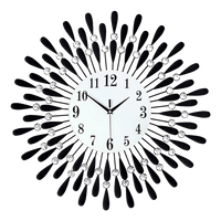 Large Modern 3D Crystal Wall Clock Luxury Art Metal Round Home Decor KingsWarehouse