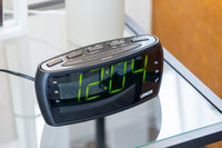 Large Number Alarm Clock & AM/FM Radio, Bold Green LED Time Screen Audio & Video Kings Warehouse