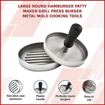Large Round Hamburger Patty Maker Grill Press Burger Metal Mold Cooking Tools Home & Garden KingsWarehouse