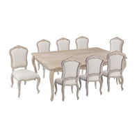 Large Size Oak Wood White Washed Finish Dining Set Furniture Kings Warehouse