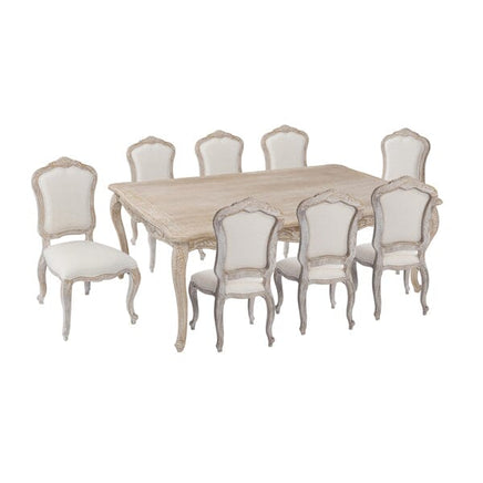 Large Size Oak Wood White Washed Finish Dining Set Furniture Kings Warehouse
