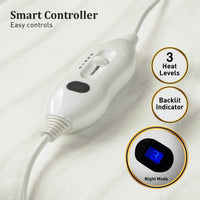 Laura Hill Electric Blanket Queen Size Fitted Underlay Winter Throw - White Kings Warehouse