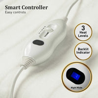 Laura Hill Heated Electric Blanket Double Size Fitted Polyester Underlay Winter Throw - White Kings Warehouse