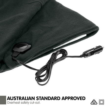 Laura Hill Heated Electric Car Blanket 150x110cm 12v - Black Kings Warehouse